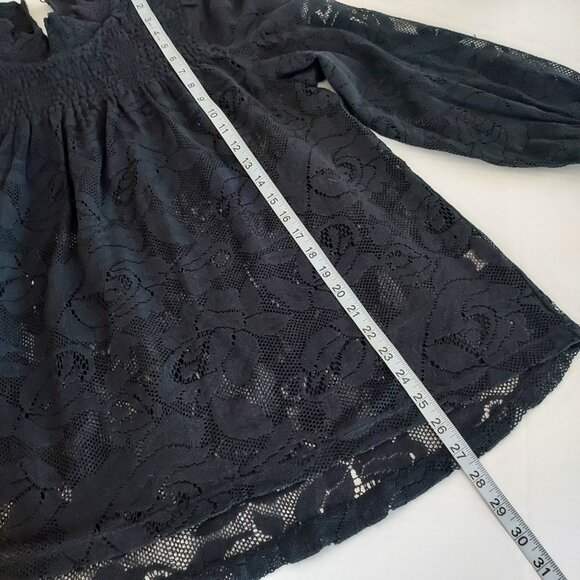 Sundance Dorina Black Lace Mock Neck Blouse Size Lg Size Lg - Picture 8 of 11